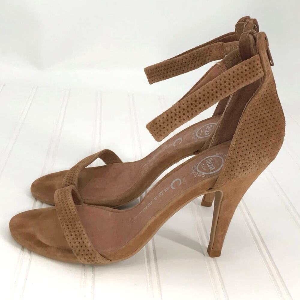 Jeffrey Campbell Burke Tan Leather Ankle Strap Sandals Womens 8